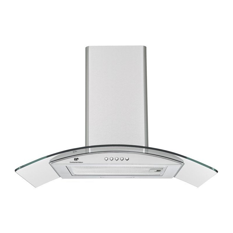 Hotte décorative - CONTINENTAL EDISON - CEH60GS2 - Classe A - 60 x 47 x 50/84 cm - Inox / Verre