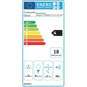 Hotte décorative - CONTINENTAL EDISON - CEH60GS2 - Classe A - 60 x 47 x 50/84 cm - Inox / Verre