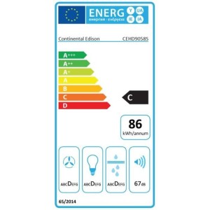 CONTINENTAL EDISON CEHD9058S dekorative Dunstabzugshaube aus Edelstahl – 90 cm