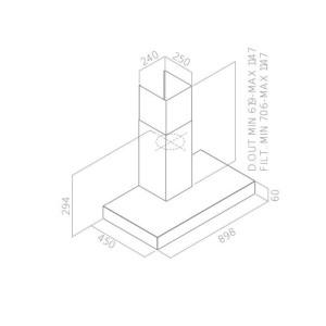 CONTINENTAL EDISON CEHD9058S dekorative Dunstabzugshaube aus Edelstahl – 90 cm