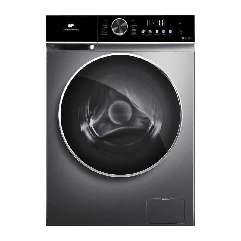 Frontlader-Waschmaschine - CONTINENTAL EDISON - CELL1012DDS1 - 10 kg - Direktinduktionsmotor - 60 cm - 1200 U/min - Silber