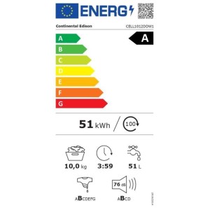 Lave-linge hublot - CONTINENTAL EDISON - CELL1012DDW1 - 10kg - MOTEUR INDUCTION DIRECTE SANS COURROIE - 60 cm - 1200 trs/min - B