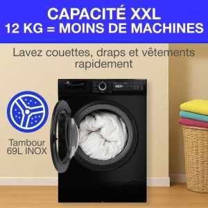 Lave-linge hublot CONTINENTAL EDISON CELL12140IBT - 12 kg - Largeur...