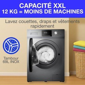 Lave-linge hublot - CONTINENTAL EDISON - CELL12140ISP - 12kg - Indu...