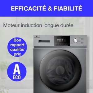 Waschmaschine mit Bullauge – CONTINENTAL EDISON – CELL12140ISP – 12 kg – Induktion – 60 cm – 1400 U/min – Silber
