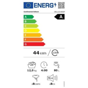 Waschmaschine mit Bullauge – CONTINENTAL EDISON – CELL12140ISP – 12 kg – Induktion – 60 cm – 1400 U/min – Silber