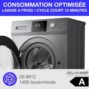 Waschmaschine mit Bullauge – CONTINENTAL EDISON – CELL12140ISP – 12 kg – Induktion – 60 cm – 1400 U/min – Silber