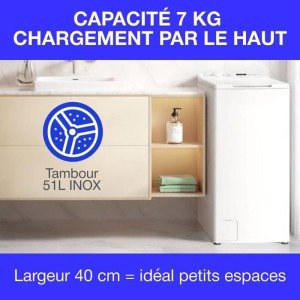 Toplader-Waschmaschine - CONTINENTAL EDISON CELL712TW - 7 kg - Indu...