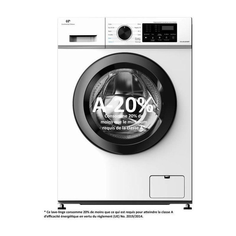 Lave-linge hublot CONTINENTAL EDISON CELL8120IWP - 8 kg - Induction...