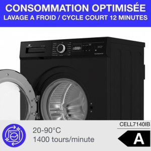 CONTINENTAL EDISON CELL7140IB Bullauge-Waschmaschine – 7 kg – Breit...