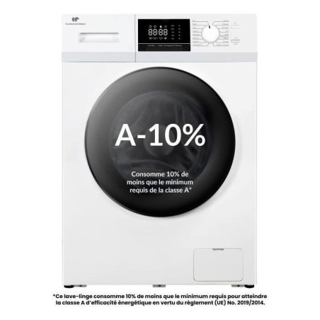 Lave-linge hublot - CONTINENTAL EDISON - CELL8140IW1 - 8kg - Moteur induction - 60 cm - 1400 trs/min - Blanc