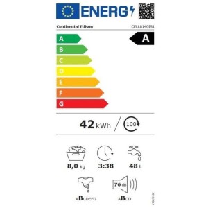 Frontlader-Waschmaschine - CONTINENTAL EDISON - CELL8140IS1 - 8 kg - Induktionsmotor - 60 cm - 1400 U/min - Silber