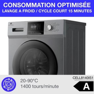 Frontlader-Waschmaschine - CONTINENTAL EDISON - CELL8140IS1 - 8 kg - Induktionsmotor - 60 cm - 1400 U/min - Silber