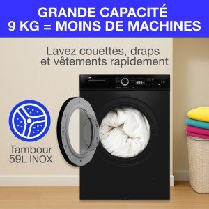 Lave-linge hublot CONTINENTAL EDISON CELL9140IB - 9kg - Largeur 59,...
