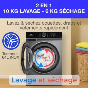 Lave-linge séchant - CONTINENTAL EDISON - CELS106S - 10kg / 6kg - M...