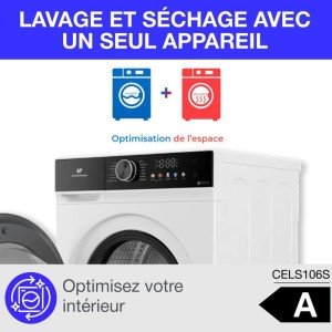 Waschtrockner - CONTINENTAL EDISON - CELS106W - 10 kg / 6 kg - Dire...