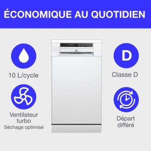 Lave-vaisselle pose libre - CONTINENTAL EDISON - CELV1145W - 11 cou...