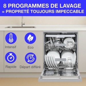 Lave-vaisselle pose libre CONTINENTAL EDISON - 15 couverts - Largeu...