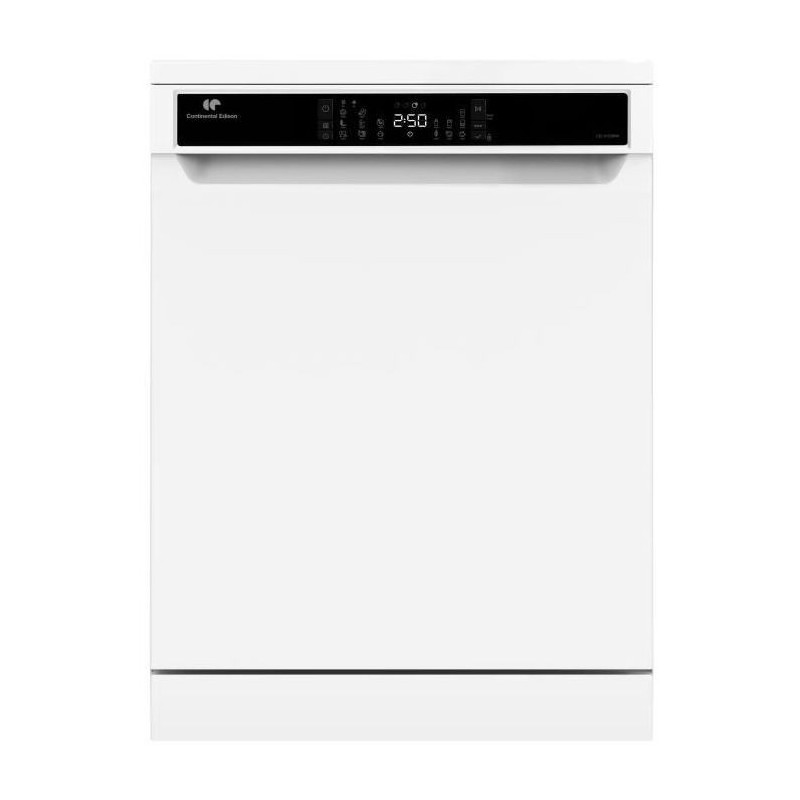 Lave-vaisselle pose libre CONTINENTAL EDISON - 15 couverts - Largeur 59,8 cm - Classe D - moteur induction - 39 dB - Blanc