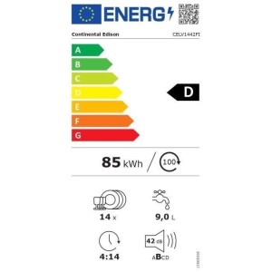 CONTINENTAL EDISON vollintegrierter Geschirrspüler – 14 Maßgedecke – Breite 59,8 cm – Klasse D – Induktionsmotor – 4