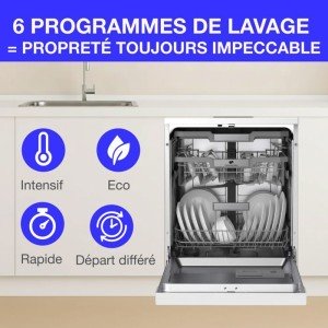 Lave-vaisselle pose-libre - CONTINENTAL EDISON - CELV1544IWP - 15 c...