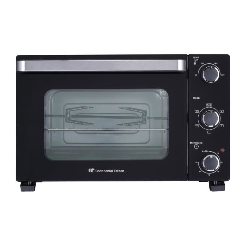 Minifour électrique CONTINENTAL EDISON CEMF28B2 - 28L noir - 1500W - Rotissoire, Convection naturelle
