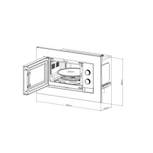 Einbau-Mikrowelle – CONTINENTAL EDISON – CEMO20EBM2 – 1280 W – B 59,5 x H 38,5 x T 35,3 cm – 20 l – Schwarz