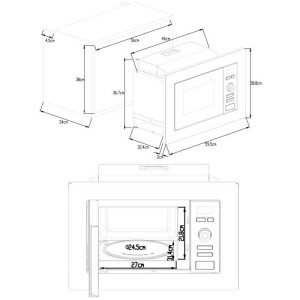 Built-in microwave oven Continental Grill Edison MO20IXEG L59.5 x H38.8 cm x D34.35 cm 20l stainless steel