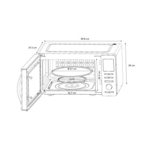 Micro-ondes combiné - CONTINENTAL EDISON - CEMO25SG13S3 - Silver - 25 L - Porte Miroir - 1400 W - Grill 1200 W - Convection 120