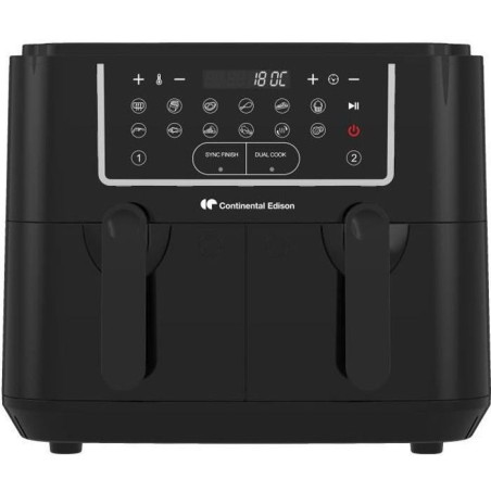 CONTINENTAL EDISON Ölfreie Heißluftfritteuse – RFRSH24002CB – 9 l – Doppelschalen – 2400 W – Schwarz