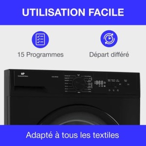 CONTINENTAL EDISON CESL10PCB2 Wäschetrockner mit Wärmepumpe – 10 kg – 60 cm – Klasse E – Schwarz