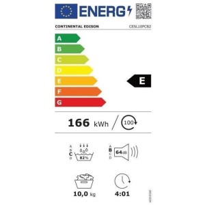 CONTINENTAL EDISON CESL10PCB2 Wäschetrockner mit Wärmepumpe – 10 kg – 60 cm – Klasse E – Schwarz
