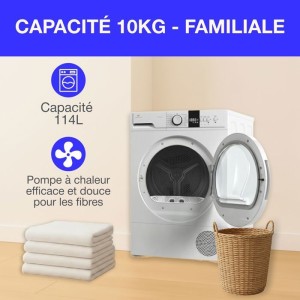 CONTINENTAL EDISON CESL10PCW2 Wäschetrockner mit Wärmepumpe – 10 kg...