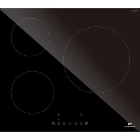 CONTINENTAL EDISON Table induction CETI3B28 3 zones, 6600W - 3 boosters - 3 minuteurs - noir