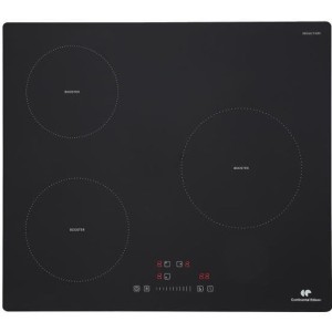 Plaque induction 3 foyers CONTINENTAL EDISON 6200W - 59 x 52 cm - 3 timers - 3 boosters - noir