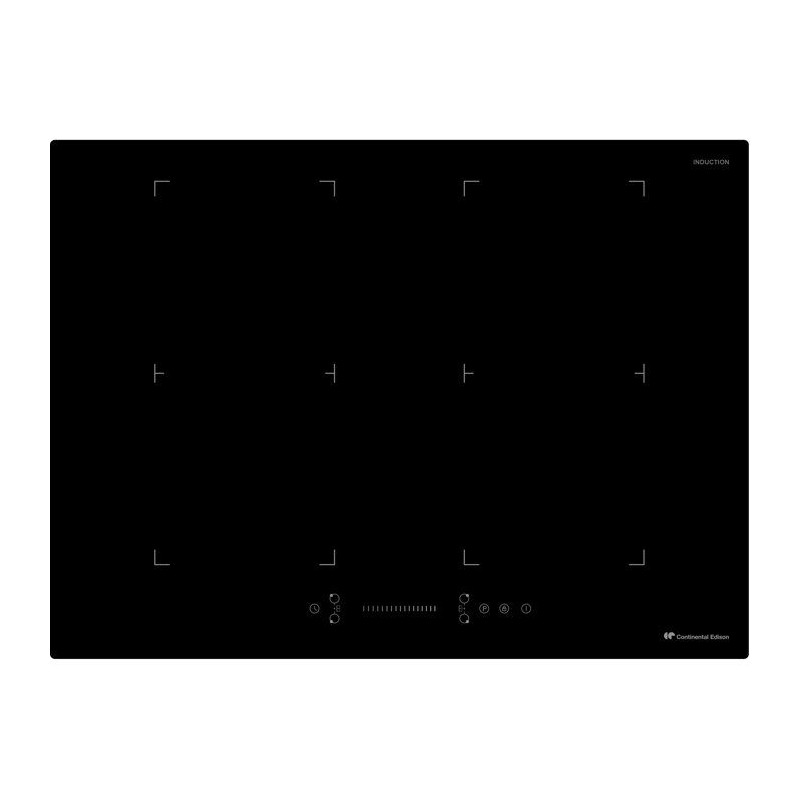 Plaque a induction - CONTINENTAL EDISON - 4 foyers - 7200 W - 70 cm - CETI724Z2FLEX - Noir
