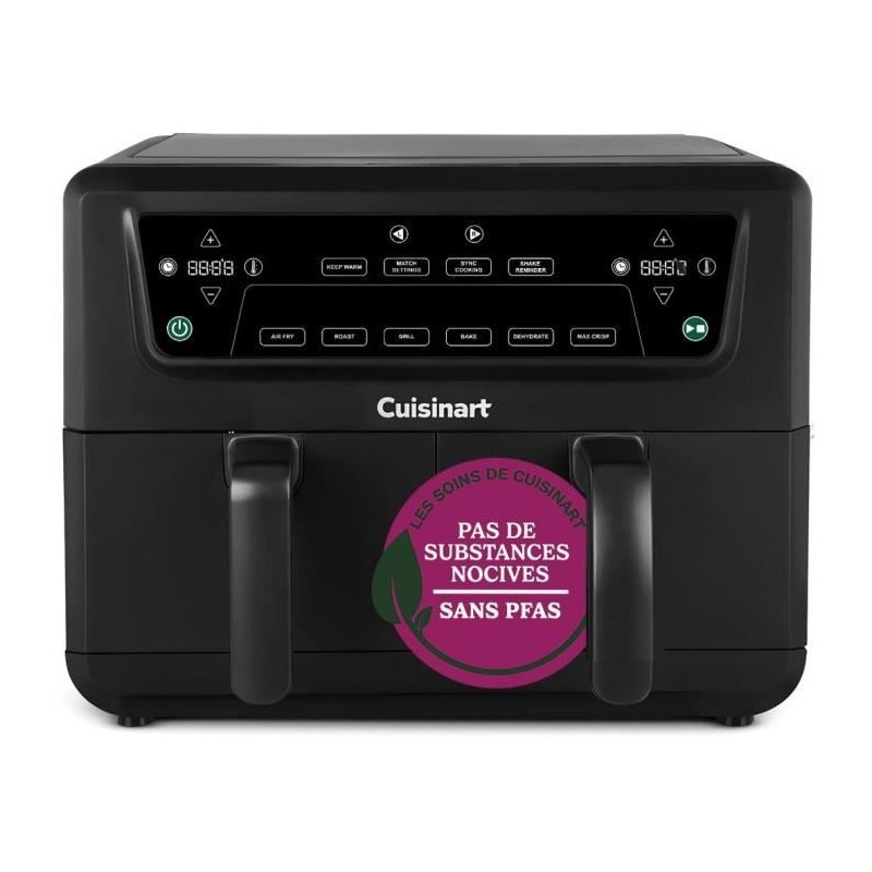 Friteuse sans huile CUISINART - Airfryer AFD10OBLE - Capacité 10,4L - Double cuves - Noir - 2400W
