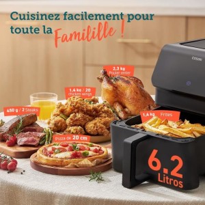 COSORI Ölfreie Fritteuse – Premium II Chef Edition – 6,2 l Fassungsvermögen – 12 Programme – 50er-Packung Backpapier