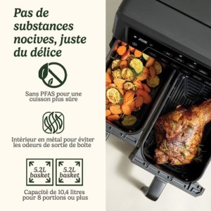 CUISINART Airfryer AFD10OBLE – 10,4 l Fassungsvermögen – Doppeltank – Schwarz – 2400 W