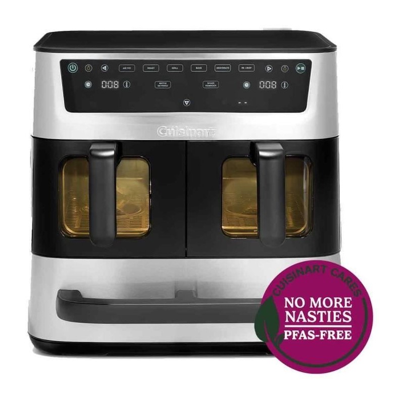 Friteuse sans huile CUISINART - Airfryer AFT13XSSE - Capacité 13,6L - Double cuves + 1 tiroir - Noir / Inox - 2400W