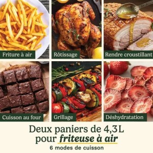 CUISINART Airfryer AFT13XSSE – 13,6 l Fassungsvermögen – Doppeltank + 1 Schublade – Schwarz/Edelstahl – 2400 W