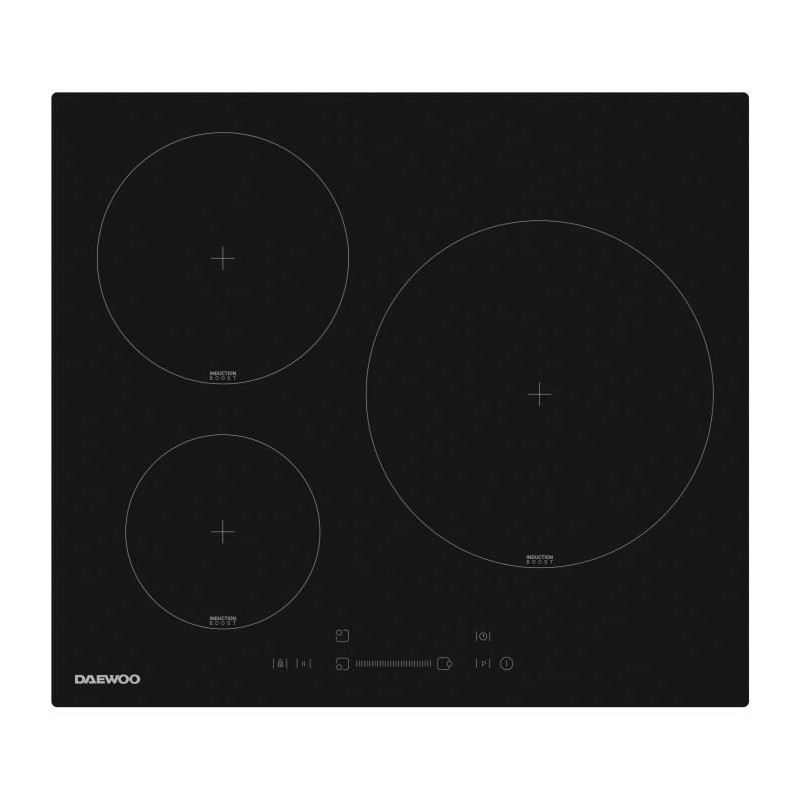 Plaque de cuisson a induction - DAEWOO - 3 foyers - 60 cm - Noir