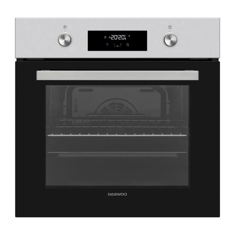 Four encastrable - Pyrolyse - Chaleur tournante - DAEWOO - BO6PR27MINL - Inox / Noir - Porte froide - 59,5 x 57,5 x 59,5 cm