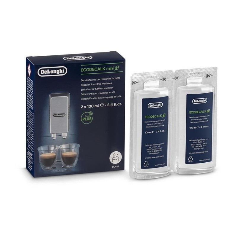 DELONGHI DLS C200 Détartrant EcoDecalk Mini 2x100ml pour toutes les machines a café Delonghi