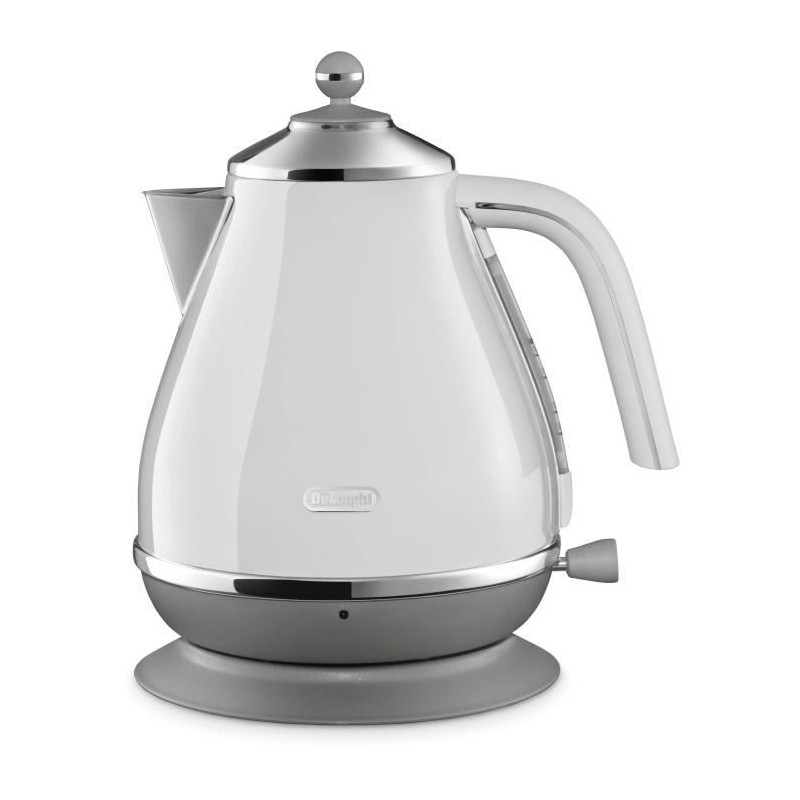 Bouilloire DELONGHI ICONA CAPITALS - 1,7L - Acier inoxydable - Base amovible et pivotante 360° - Filtre anticalcaire - Blanc