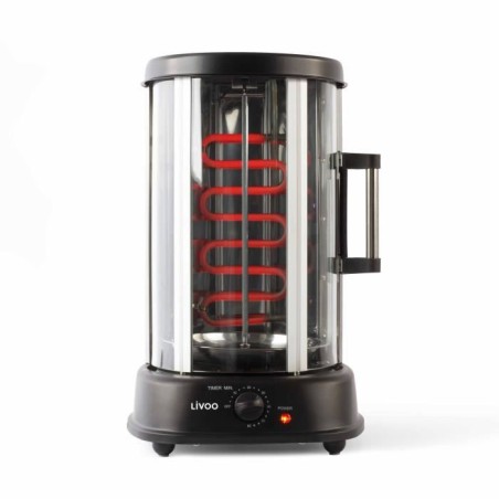 Grill vertical - LIVOO - DOM323 - 1500W - Jusqu'a 2,5 Kg - 1 broche centrale et 10 brochettes de 23 cm - Minuterie et rotation 3