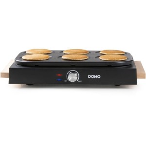 Crepiere - DOMO - DO8717P - 1000 W - Pour 6 crepes de Ø 11,5 cm - Thermostat réglable - Noir / Bois