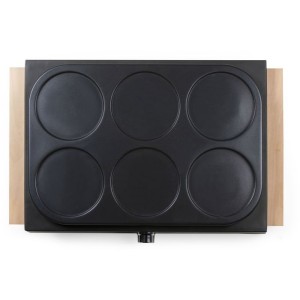 Crepiere - DOMO - DO8717P - 1000 W - Pour 6 crepes de Ø 11,5 cm - Thermostat réglable - Noir / Bois