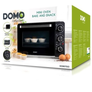 DOMO DO807GO Mini-Back- und Snackofen – 20 l – Schwarz – 1300 Watt –
