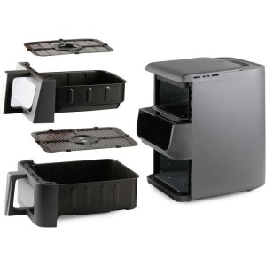 Ölfreie Fritteuse - DOMO - Airfryer DO550FR - Doppeltank 3,5 L + 6,...